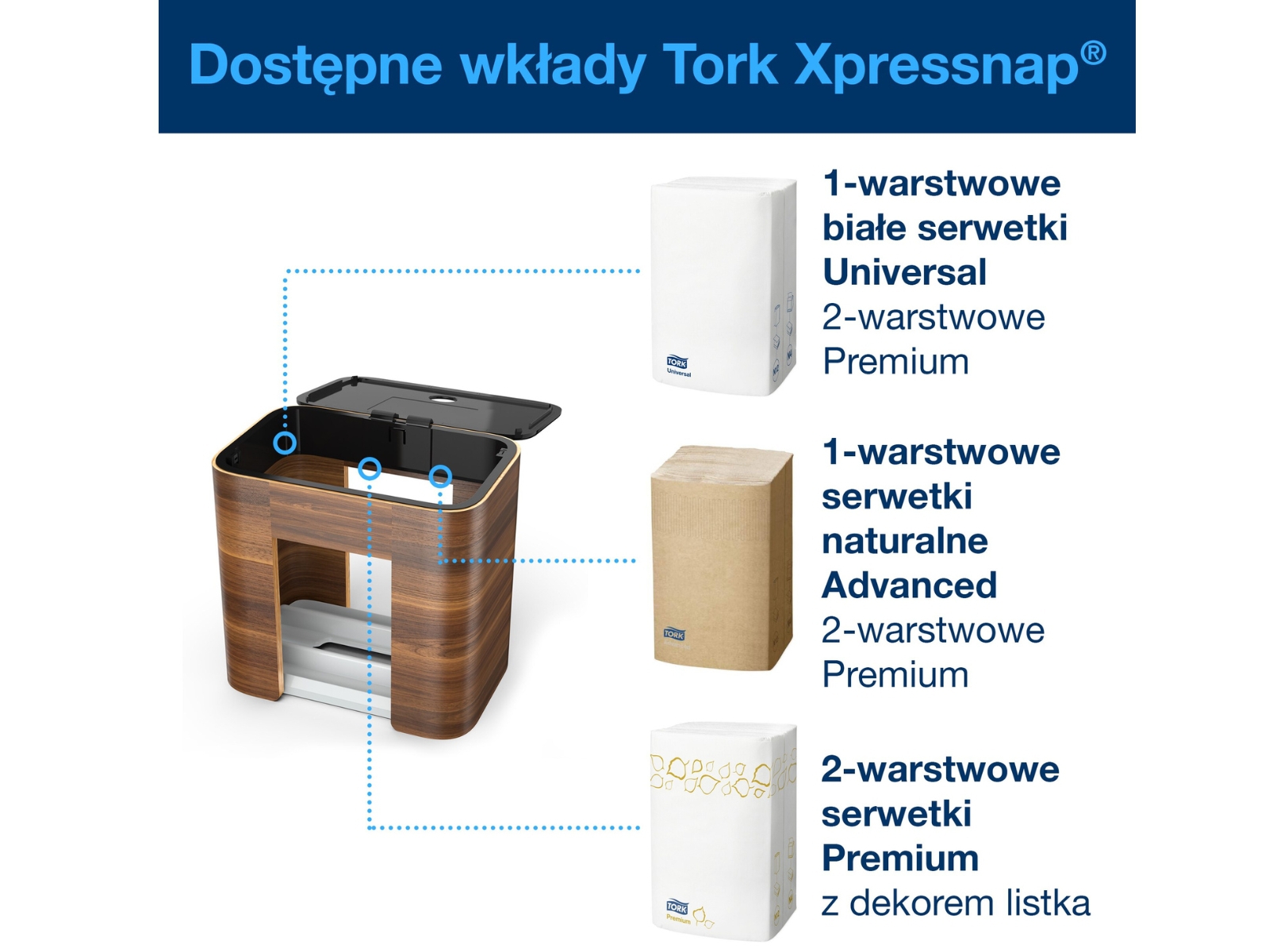 Tork Xpressnap® 273002 Eksluzywny dozownik N4 na serwetki – drewniany orzech włoski